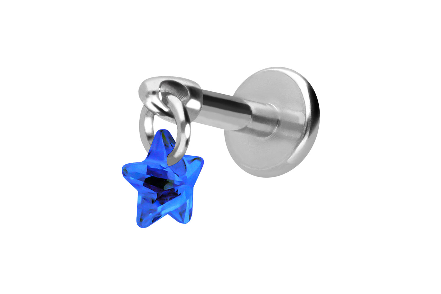 Titan Labret Piercing mit Innengewinde KRISTALLSTERN